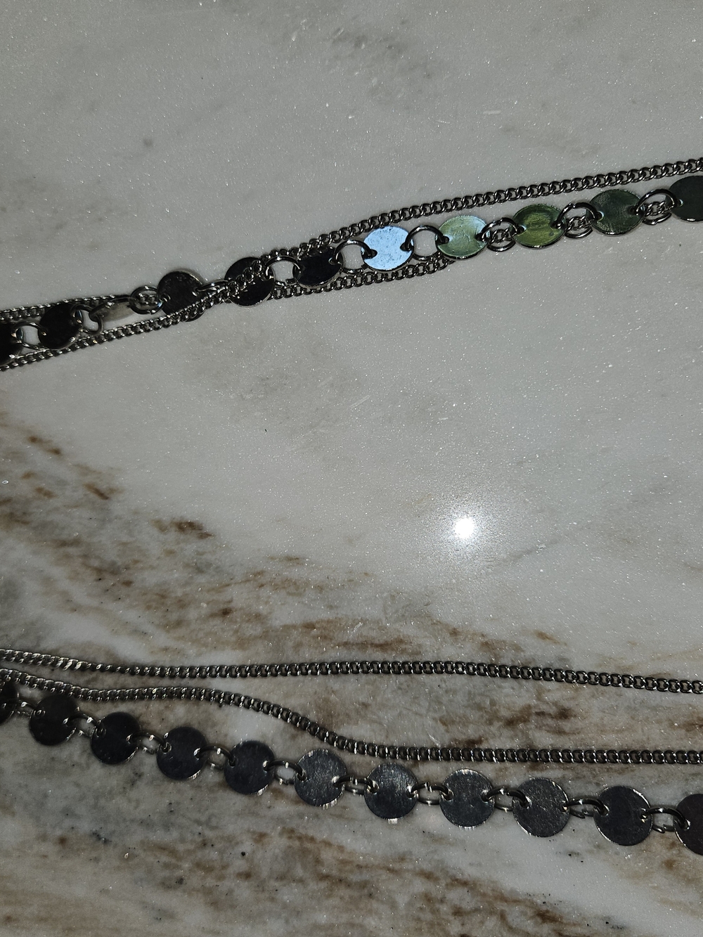Women’s Silver Multi-Chain Disc Necklace - Elegant Layered Look